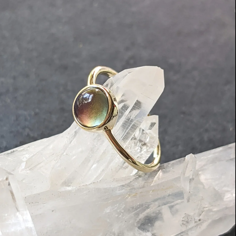 NWT Honeycat Jewelry 18k Gold Plated Mini Mood Ring, Size 8